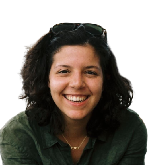 person with green shirt and long black hair